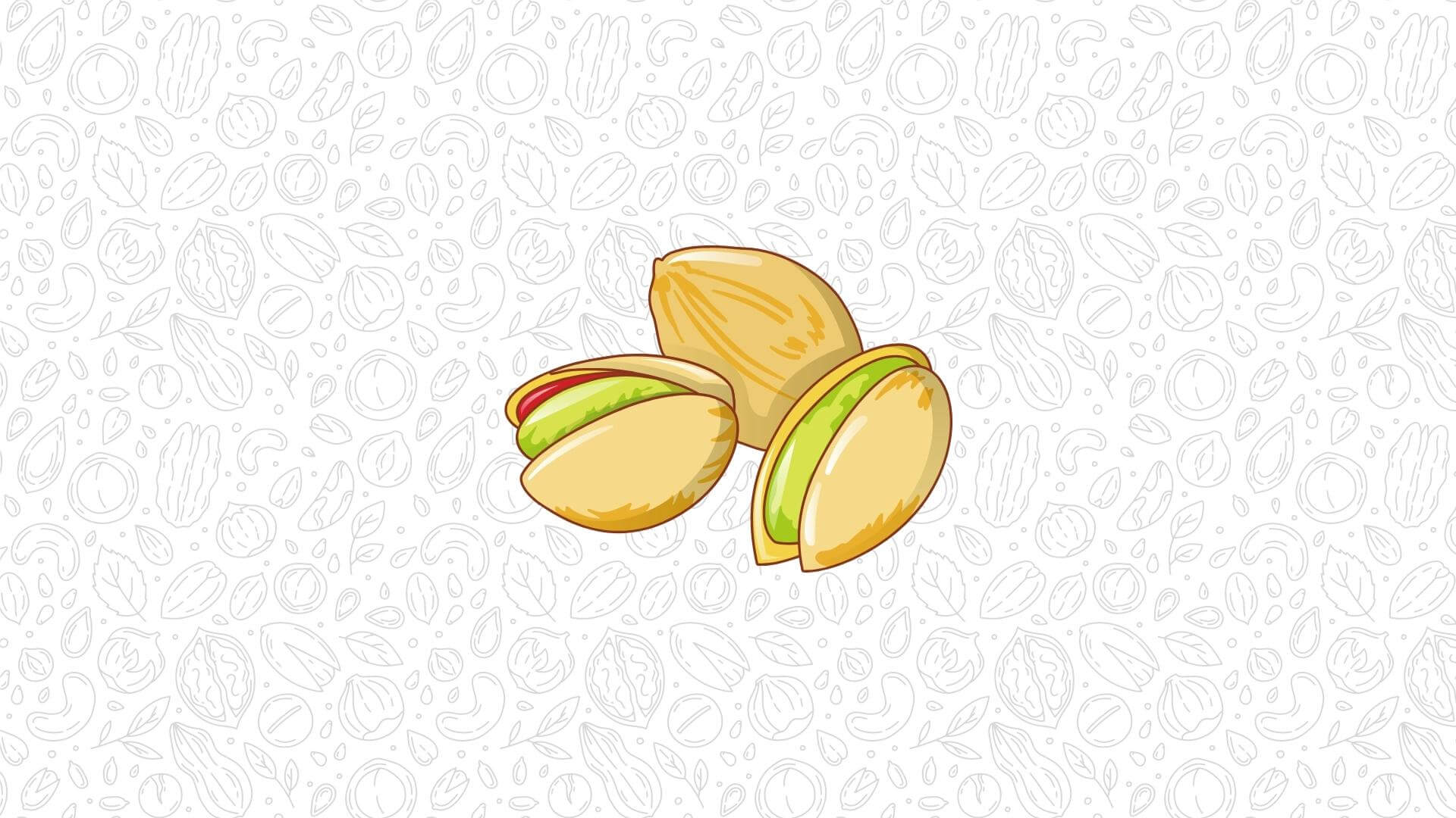 An illustration of pistachios, unshelled