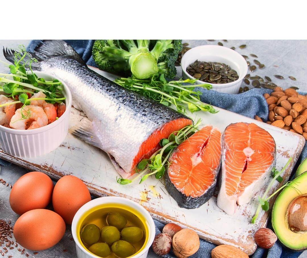 salmon, nuts, seeds, and other sources of healthy fats