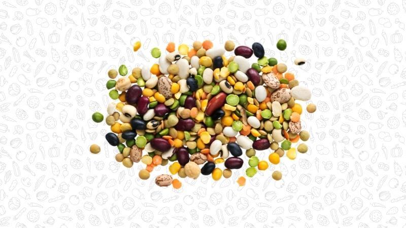 Various beans and legumes on an illustrated background