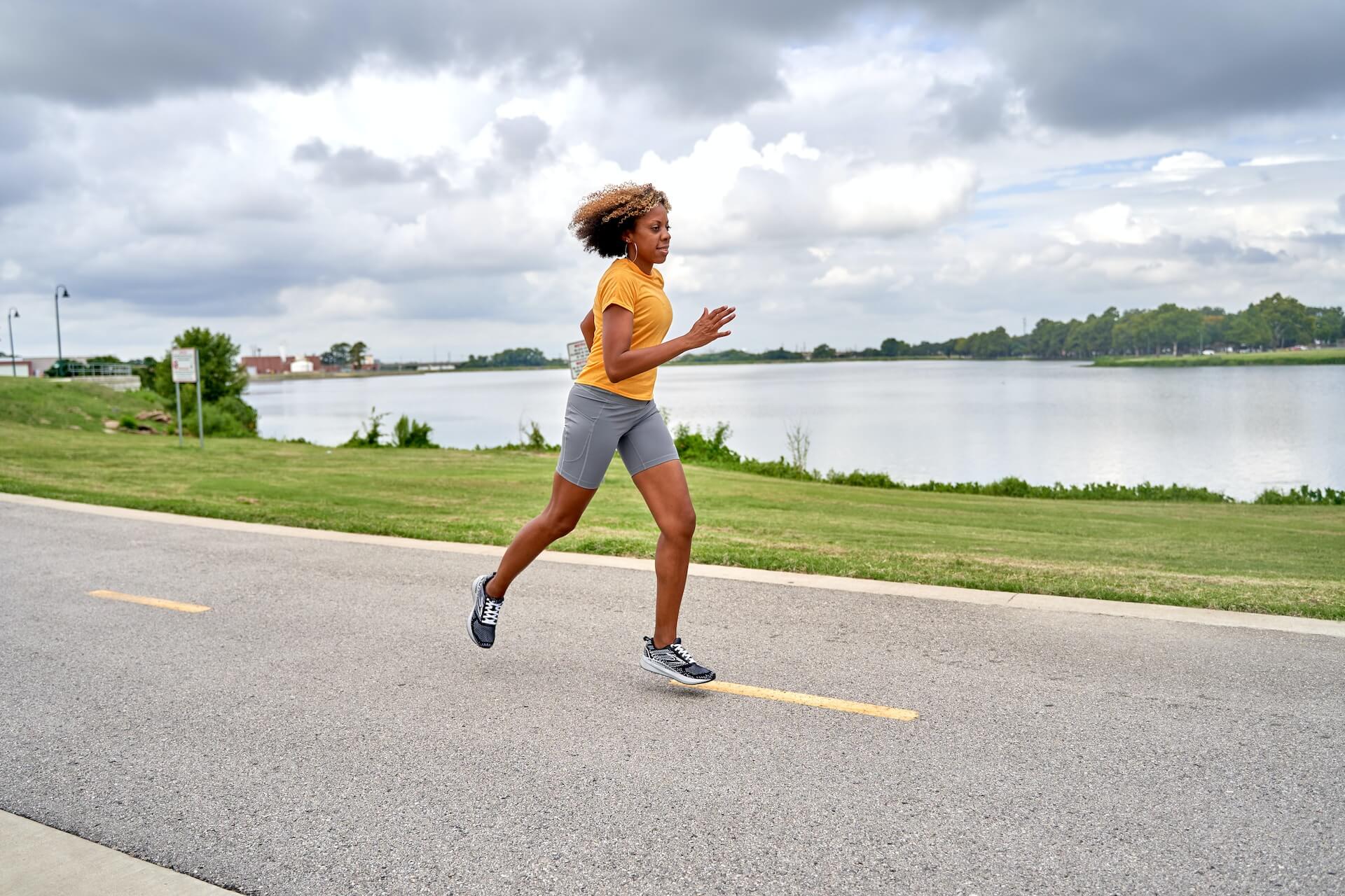 woman jogging on the street