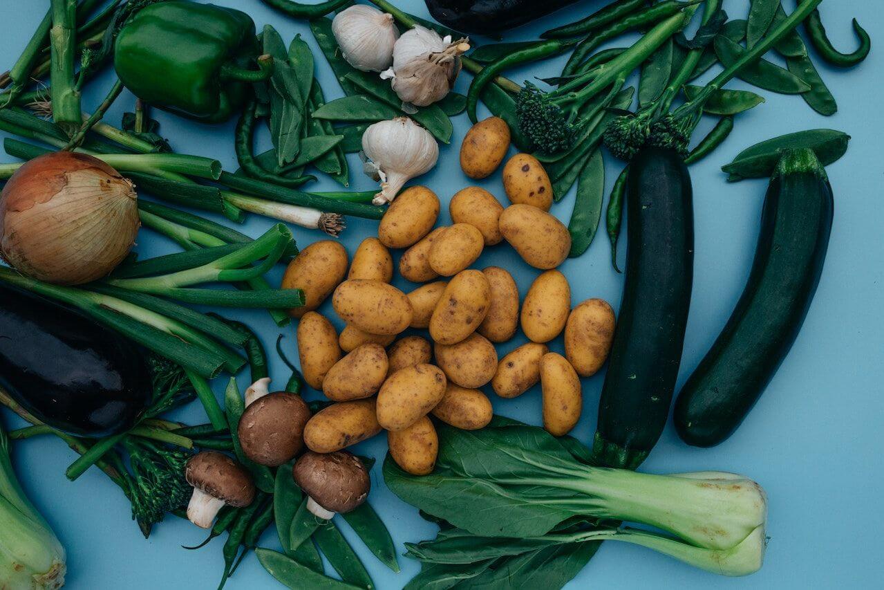 Vegetables-on-blue-background